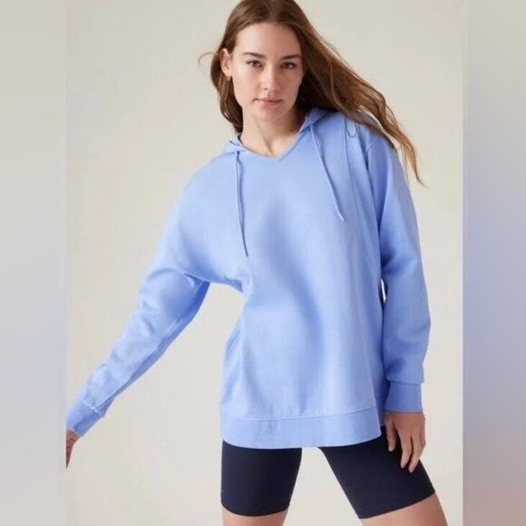 Athleta Sundown V-Neck Hoodie Sweatshirt Light Blue Size XS - Picture 1 of 7